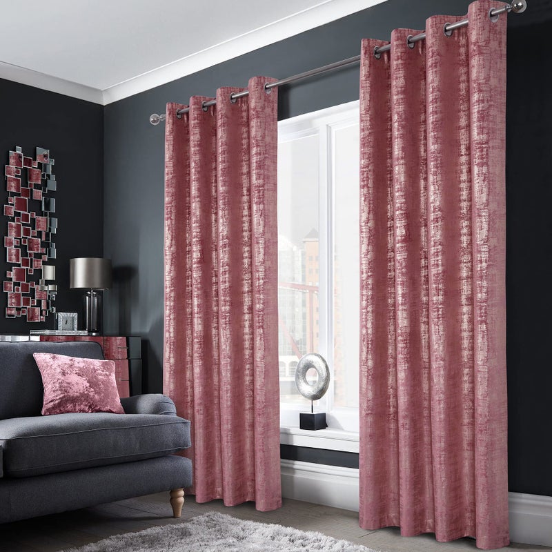 always4u Wild Rose Soft Velvet Curtains 95 Inch Length Luxury Bedroom Curtains Gold Foil Print Window Treatments for Living Room Set of 2 - Image 1